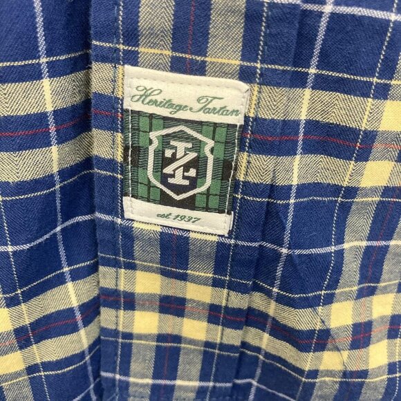 Lot of 2 Izod Button Up Shirt Mens Large Plaid Blue Yellow Heritage Tartan - Picture 4 of 16